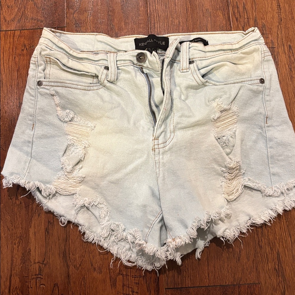 Kendall & Kylie Light Blue Distressed Shorts